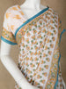 Off-White Floral Design Cotton Saree - Diadem