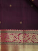 Dark Purple Floral Woven Pure Kanchipuram Silk Saree - Diadem