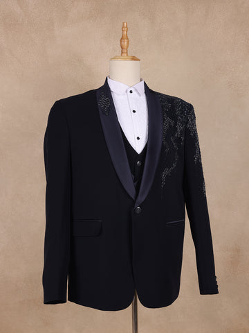 Blue Floral Designed Men's Suit - Diadem