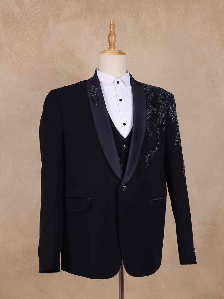 Blue Floral Designed Men's Suit - Diadem