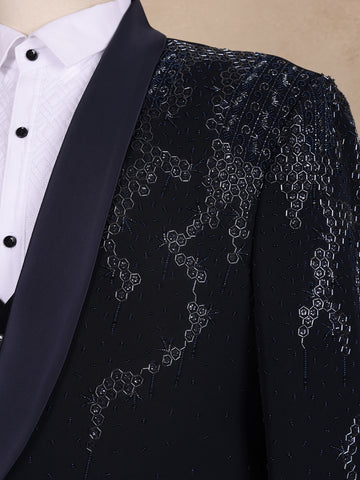 Blue Floral Designed Men's Suit - Diadem