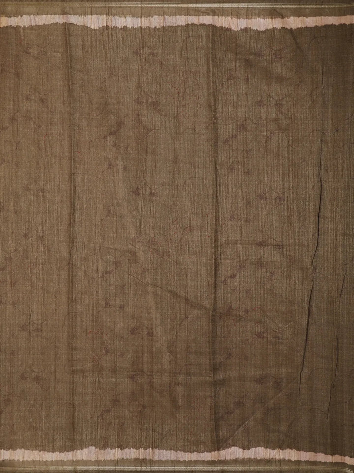 Taupe Brown Abstract Designed Semi Tussar Silk Saree - Diadem