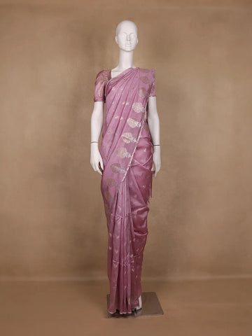 Lavender Floral Design Semi Tissue Saree - Diadem