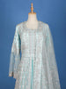 Aqua Blue Designer Net Wedding Bridal Lehenga with Floral Embroidery - Diadem