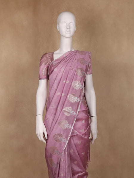 Lavender Floral Design Semi Tissue Saree - Diadem