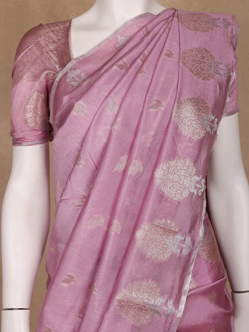 Lavender Floral Design Semi Tissue Saree - Diadem