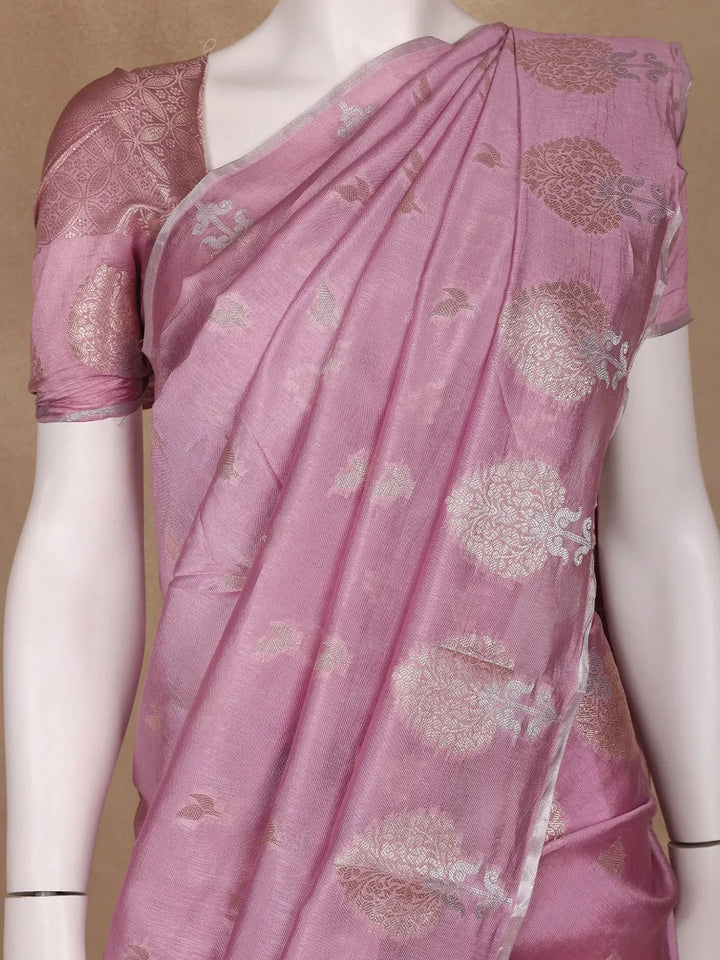 Lavender Floral Design Semi Tissue Saree - Diadem