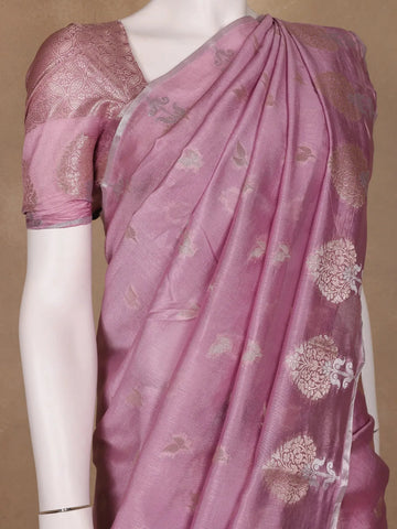 Lavender Floral Design Semi Tissue Saree - Diadem
