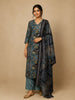 Dark Grey Floral Printed Semi Silk Salwar Suit