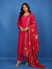 Dark Pink Floral Design Printed Satin Salwar Suit