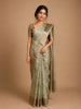 Pastel Green Floral Motifs Semi Tissue Saree