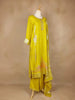 Yellow Straight Cut Salwar Suit Adorned With Floral Designs, with 3/4 Sleeve and Matching Dupatta - Diadem