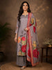 Pale Pink Floral Designed Semi Silk Salwar Suit