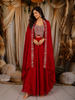 Queen Pink Floral Zari and Stone Embroidered Design Organza Skirt Top With Over Coat