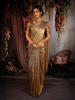Antique Gold Floral Zari Woven Design Pure Kanchipuram Silk Saree with Zari Border