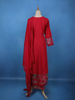 Deep Red Floral Embroidered Cotton Salwar Suit - Diadem