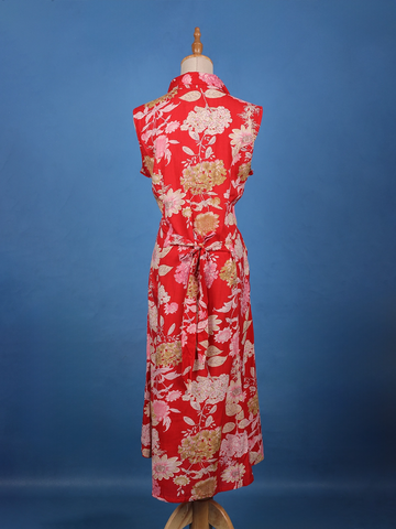 Red Floral Printed Chiffon Kurti - Diadem