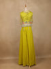 Lime Yellow Floral Sequins Embroidery Palazzo Suit - Diadem