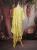Lime Green Floral Printed Cotton Salwar Suit with Dupatta