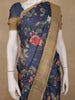 Navy Blue Floral Woven Tussar Silk Saree - Diadem