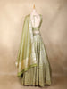 Sage Green Mirror Work Banarasi Silk Lehenga Set with Dupatta