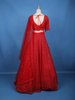 Red Sequins Embroidered Net Lehenga for Bridesmaids