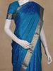 Teal Blue Small Butta Woven Kanchipuram Silk Saree with Zari Border