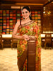Deep Maroon Floral Printed Design Crepe Silk Casual Wear Saree with Contrast Zari Border