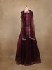 Maroon Floral Embroidered Organza Gown