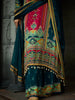 Peacock Blue Floral Printed Synthetic Palazzo Salwar Suit