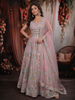 Light Pink Floral Thread and Beads Embroidered Design Net Lehenga with Dupatta