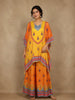 Orange Geometric Printed Design Crepe Kaftan Suit