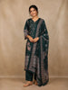 Dark Teal Green Floral Printed Cotton Salwar Suit