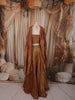 Antique Bronze Abstract Beads Embroidered Design Tissue Silk Fancy Lehenga with Matching Choker Dupatta