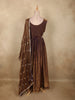 Antique Bronze Brown Beads and Mirror Embroidered Design Organza Party Wear Gown with Hip Belt