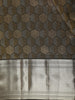 Antique Bronze Brown Geometric Zari Woven Design Pure Kanchipuram Silk Saree with Zari Border