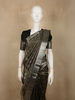 Antique Bronze Brown Geometric Zari Woven Design Pure Kanchipuram Silk Saree with Zari Border