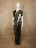 Antique Bronze Brown Geometric Zari Woven Design Pure Kanchipuram Silk Saree with Zari Border