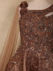 Antique Bronze Brown Heavy sequins and Beads Embroidered Design Satin Engagement Gown