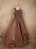Antique Bronze Brown Heavy sequins and Beads Embroidered Design Satin Engagement Gown