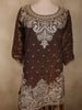Antique Bronze Brown Sequins and Beads Embroidered Design Organza Lehenga with Dupatta