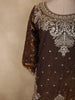 Antique Bronze Brown Sequins and Beads Embroidered Design Organza Lehenga with Dupatta