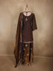 Antique Bronze Brown Sequins and Beads Embroidered Design Organza Lehenga with Dupatta