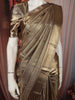 Antique Bronze Striped Floral Zari Woven Design Pure Tissue Silk Saree with Zari Border