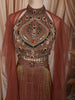 Antique Bronze Heavy Sequins and Beads Embroidered Design Tissue Silk Party Wear Lehenga With Matching Ruffle Dupatta