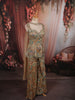 Antique Brown Paisley Sequins and Beads Embroidered Design Chiffon Party Wear Indo Western Palazzo Suit with Matching Choker Dupatta