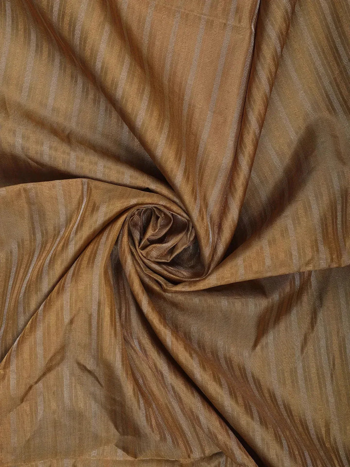 Antique Brown Striped Design Woven Silk Saree - Diadem