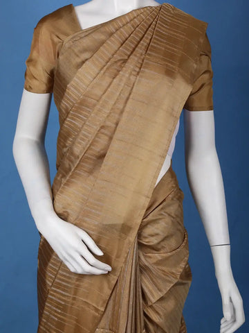 Antique Brown Striped Design Woven Silk Saree - Diadem