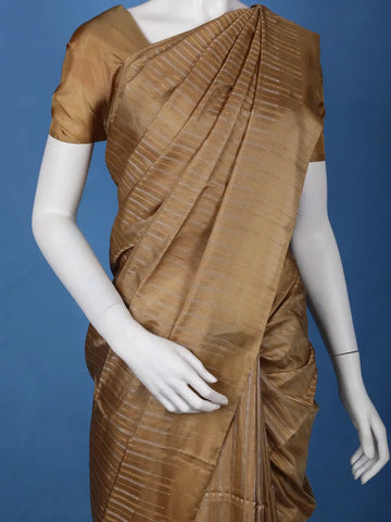 Antique Brown Striped Design Woven Silk Saree - Diadem