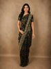 Antique Charcoal Black with Multicolor Floral Zari Woven Design Pure Banarasi Saree with Zari Border